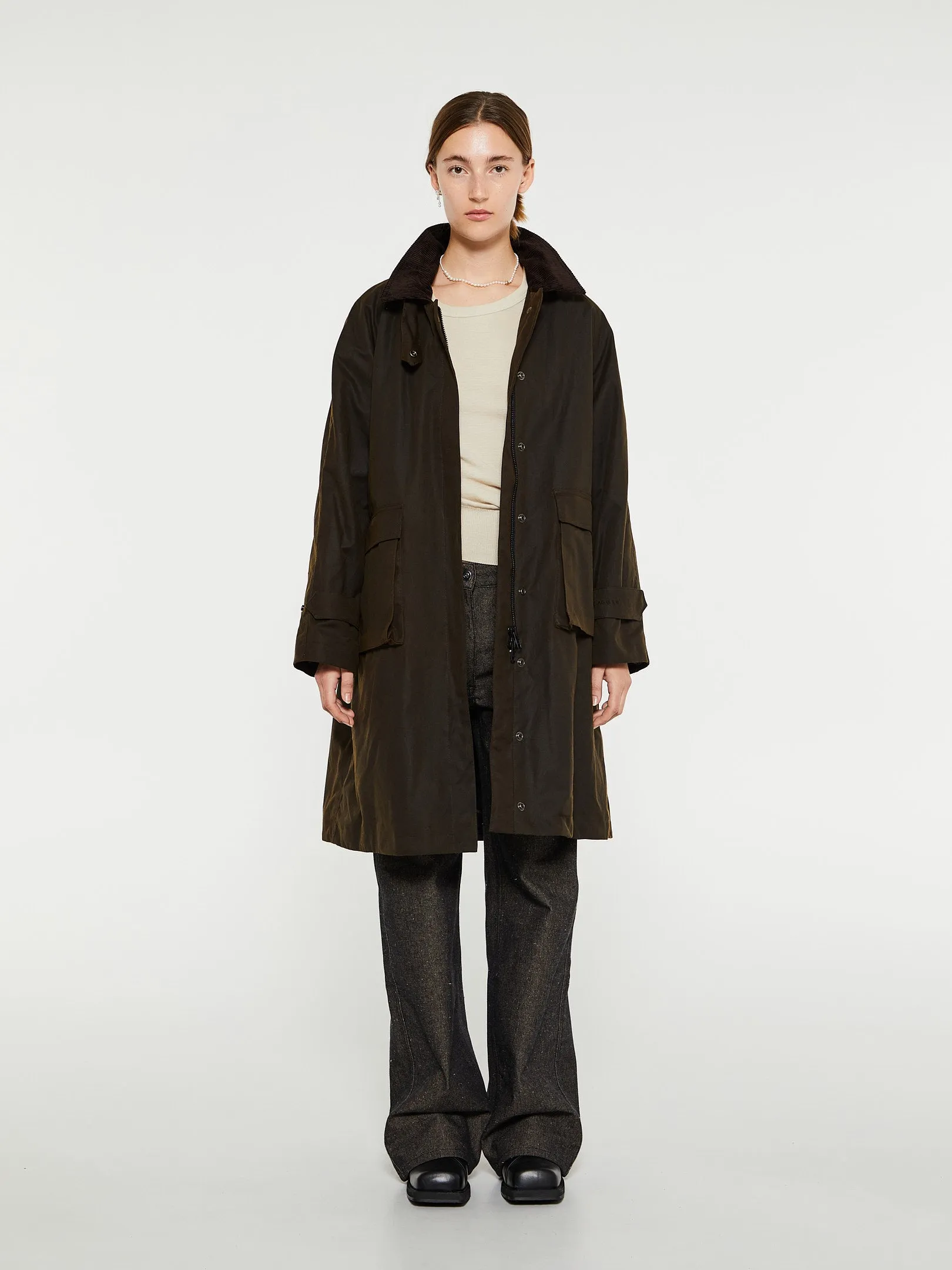 Oilskin Long Coat in Dark Green