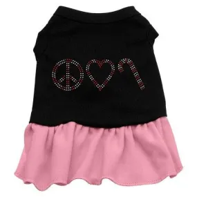 Peace Love Candy Cane Rhinestone Dress Black with Pink XXL (18)