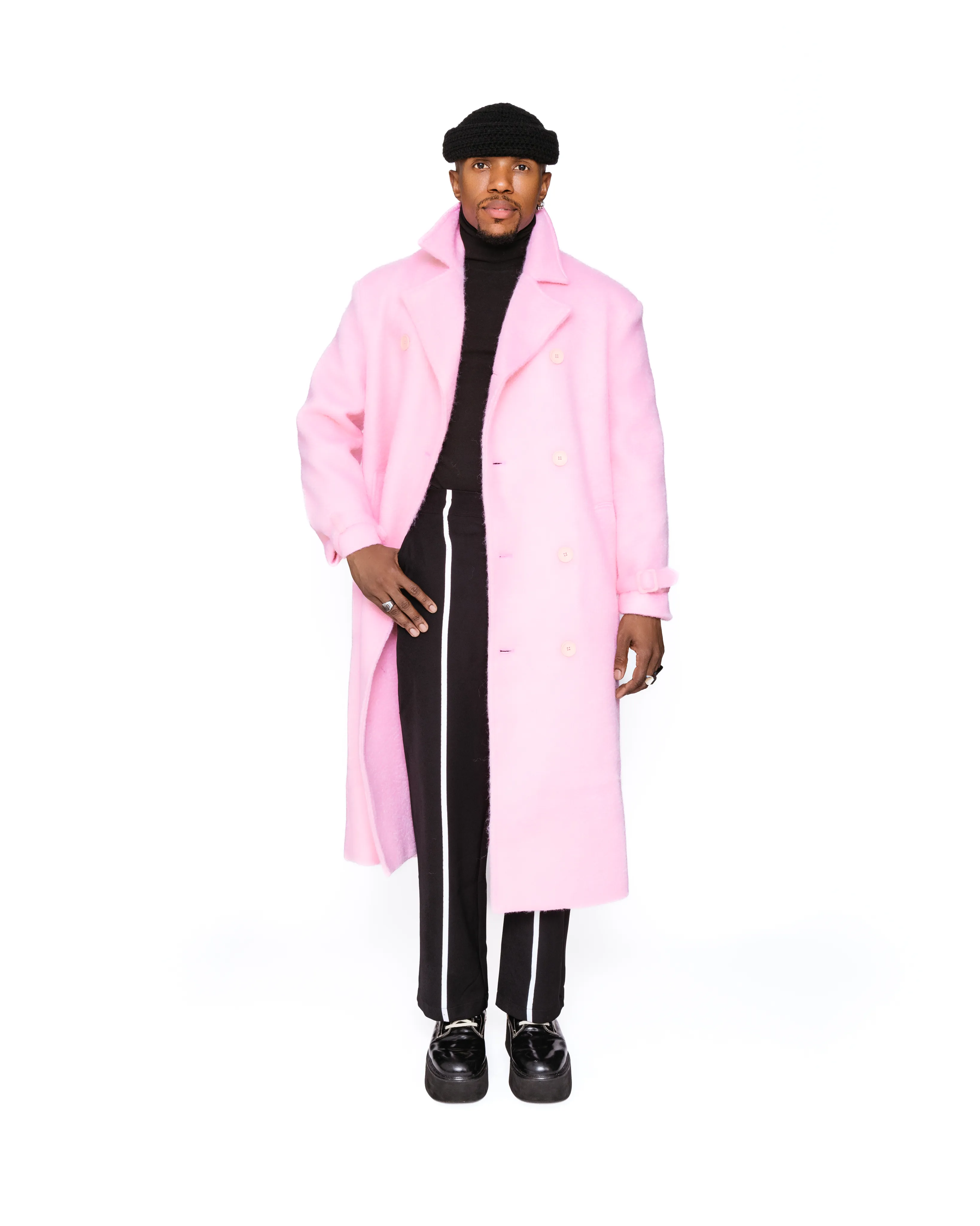 Pink Wool Trench Coat ..