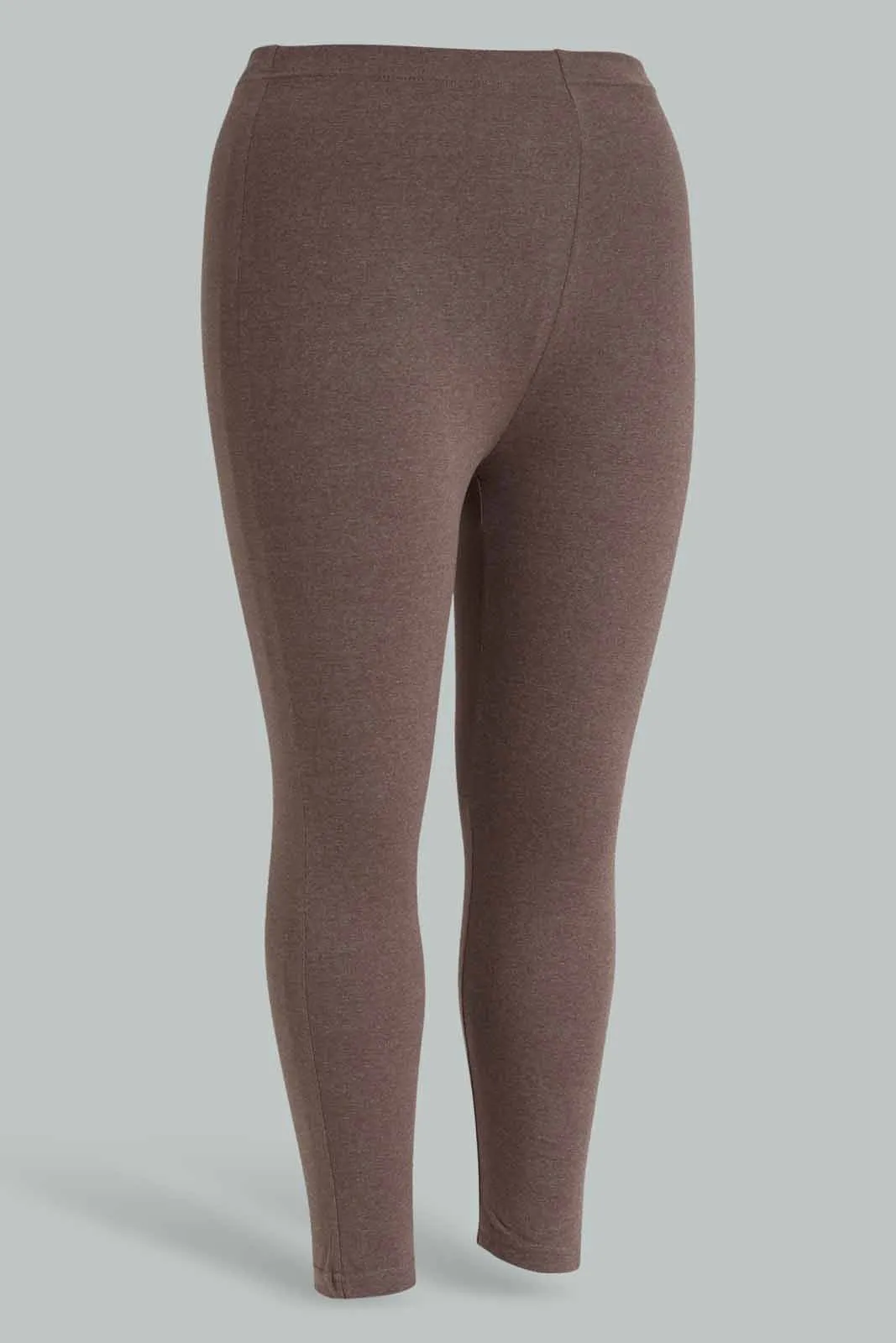 Plus Size Women Taupe And Navy Basic Leggings (Pack Of 2)