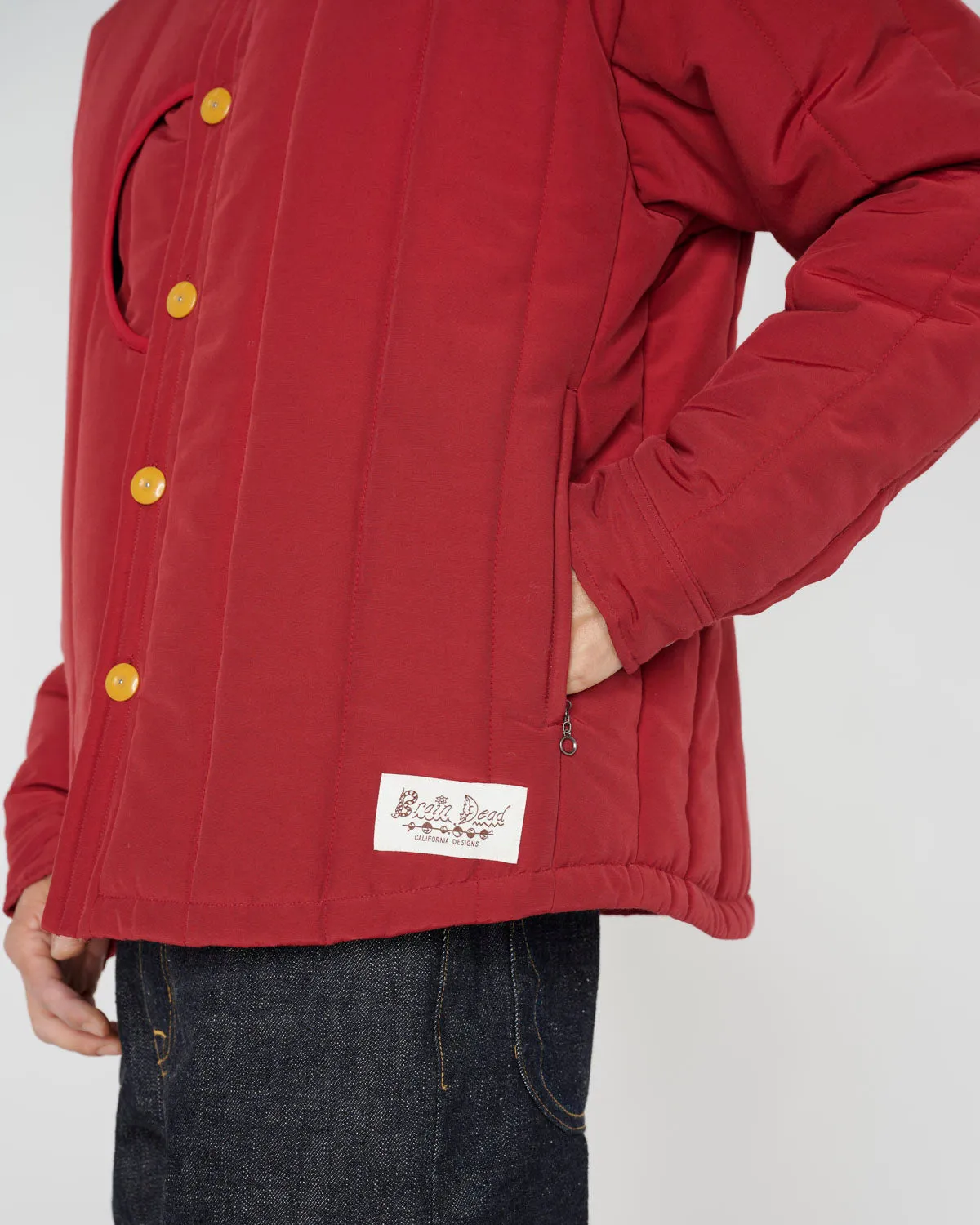 Puffer Button Up Shirt Jacket - Red