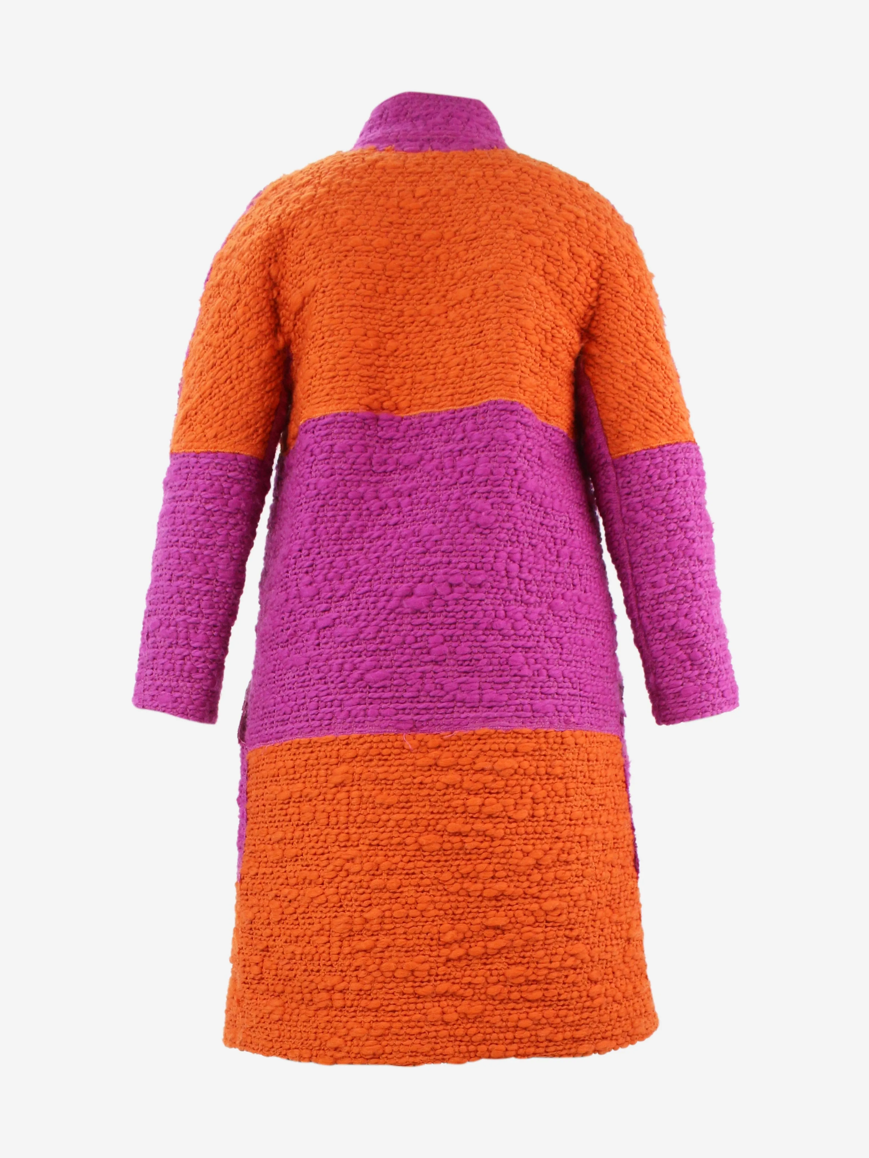 Purple and orange two-tone wool-blend coat - size UK 12