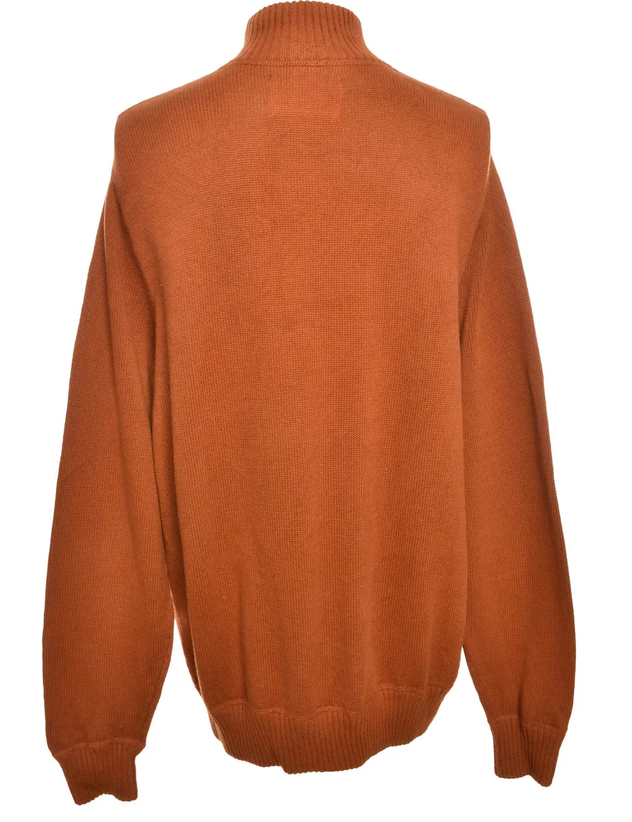 Quarter-Zip Burnt Orange Jumper  - L