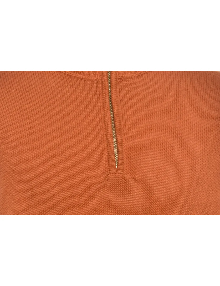 Quarter-Zip Burnt Orange Jumper  - L