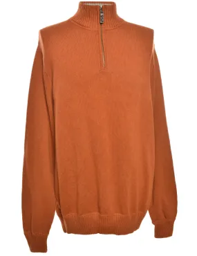 Quarter-Zip Burnt Orange Jumper  - L