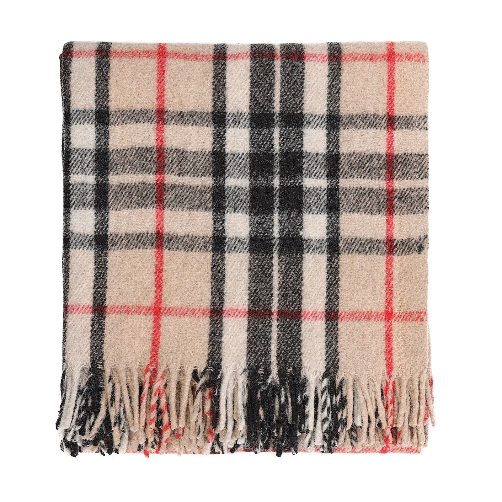 Recycled Wool Tartan Blanket Throw Thomson Camel