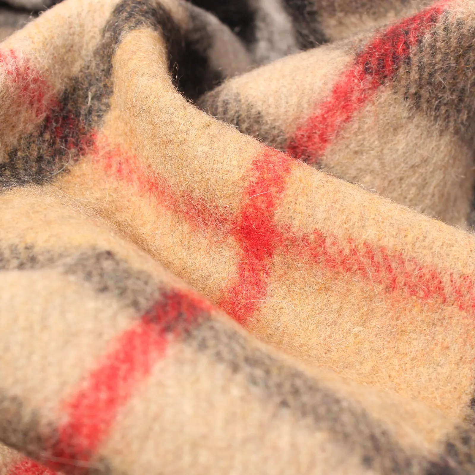 Recycled Wool Tartan Blanket Throw Thomson Camel