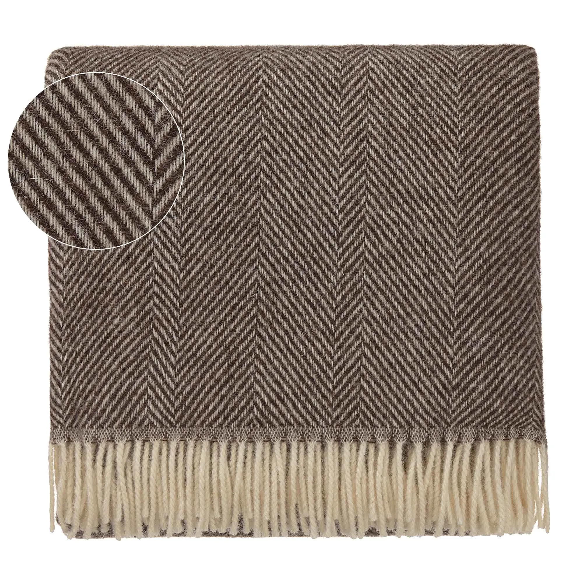 Salantai Wool Blanket [Dark brown/Cream]