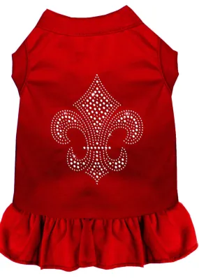 Silver Fleur De Lis Rhinestone Dress Red Sm (10)