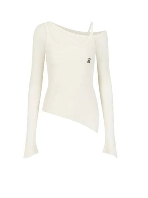 Slim-Fit Asymmetrical Knit Blouse