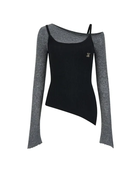 Slim-Fit Asymmetrical Knit Blouse