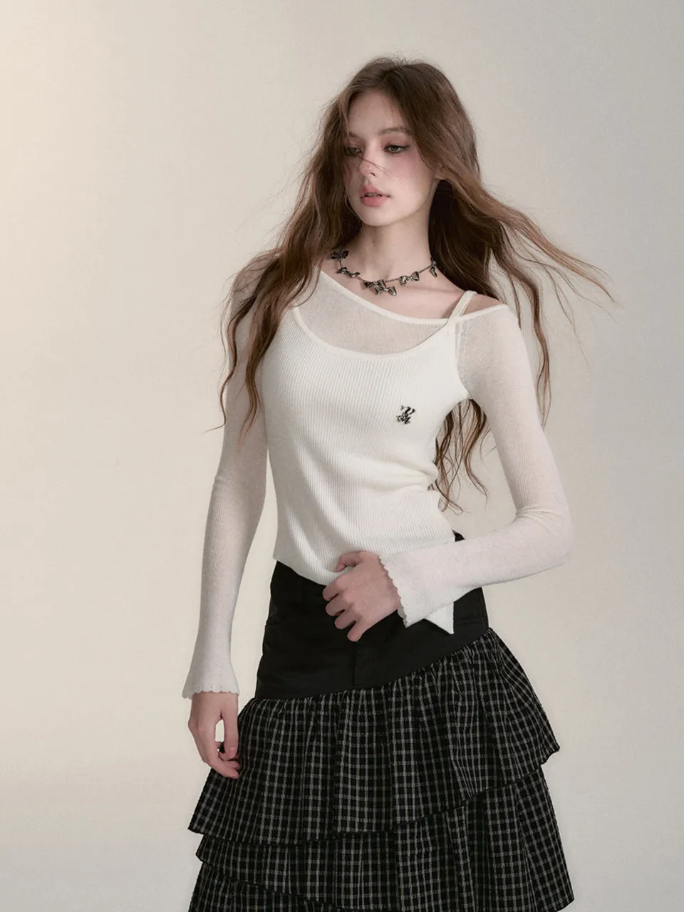 Slim-Fit Asymmetrical Knit Blouse