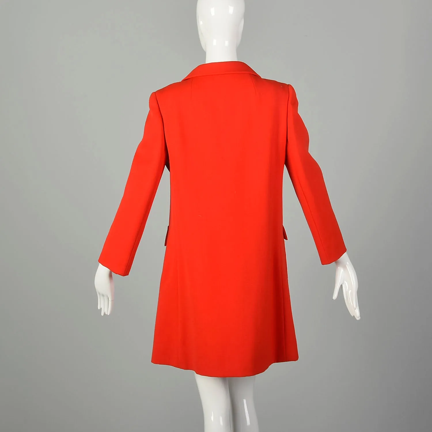 Small 1960s Mod Winter Coat Bold Pink Lining Bright Red Outerwear