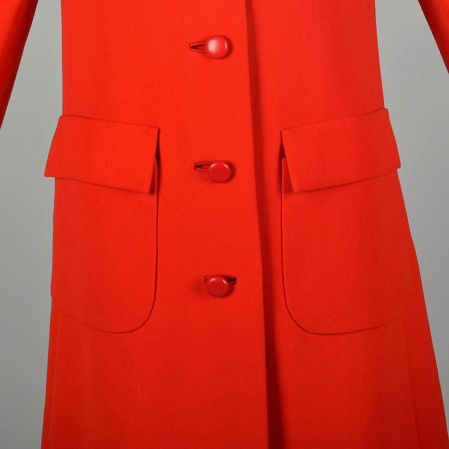 Small 1960s Mod Winter Coat Bold Pink Lining Bright Red Outerwear