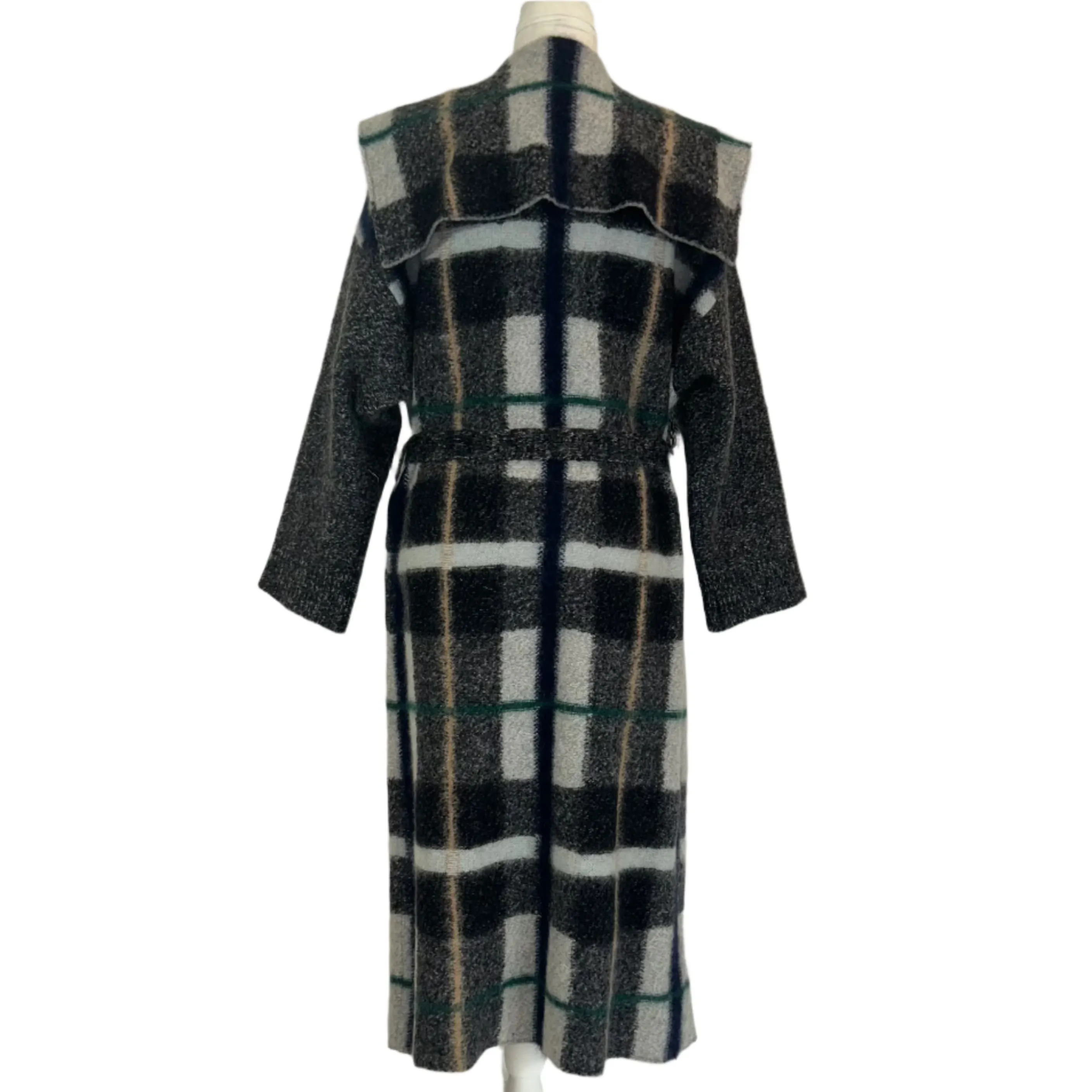 Stella McCartney Grey Check Wool & Mohair Blanket Coat XXS/XS/S