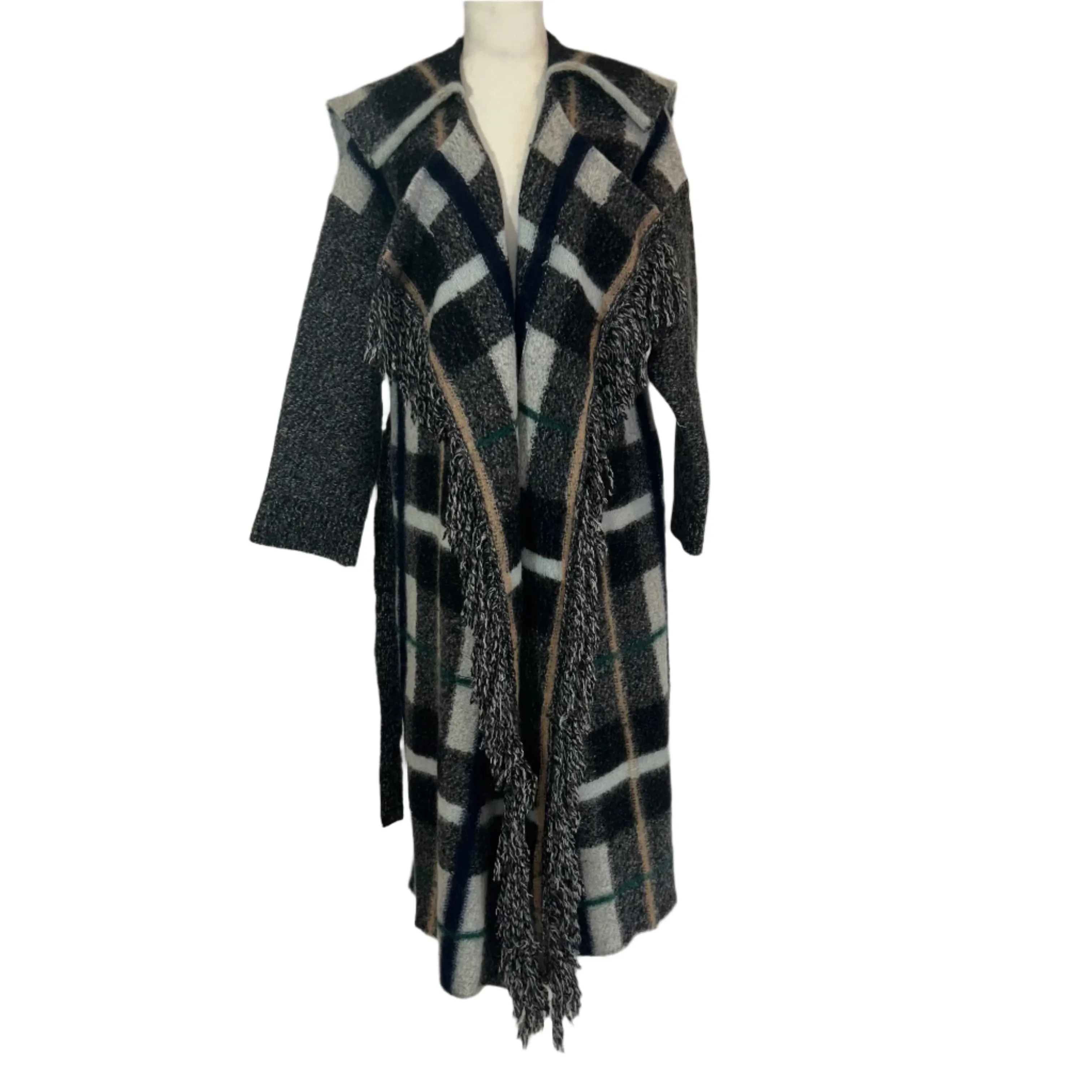 Stella McCartney Grey Check Wool & Mohair Blanket Coat XXS/XS/S