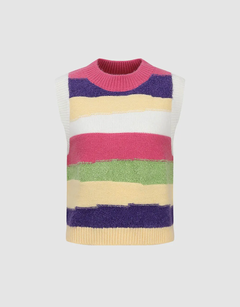 Striped Crew Neck Knitted Vest