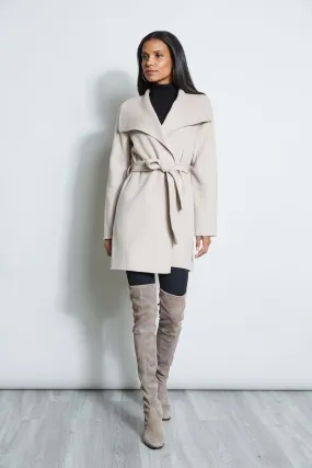 Tahari Double Face Lightweight Wool Wrap Coat