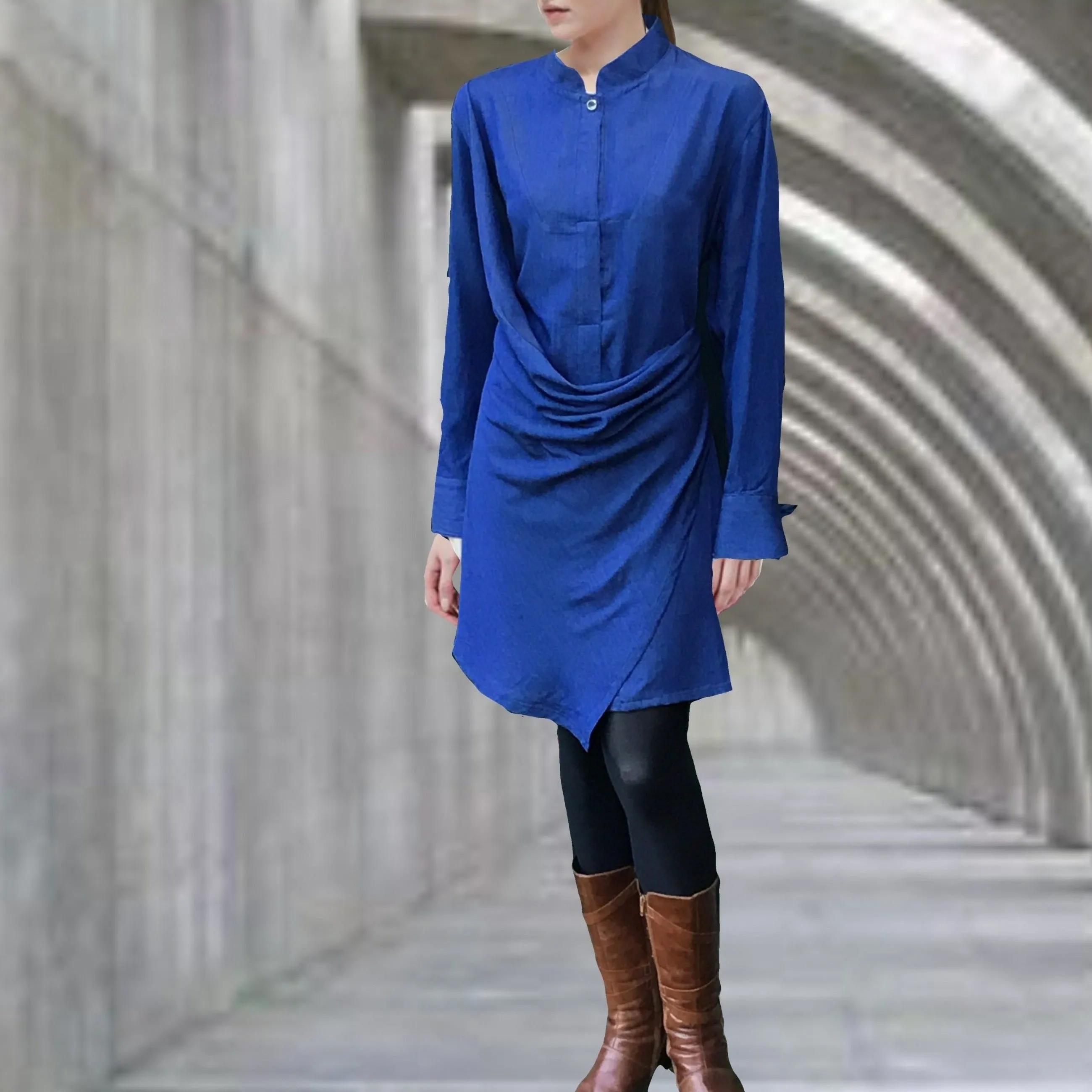 Tencel drape tuniek-jurk  / tencel drape tunic dress