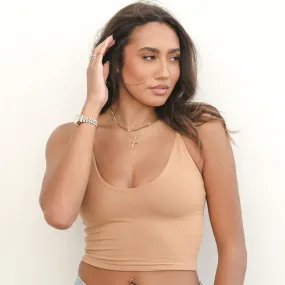 The Kyla - Double Layer Crop - Medium Nude