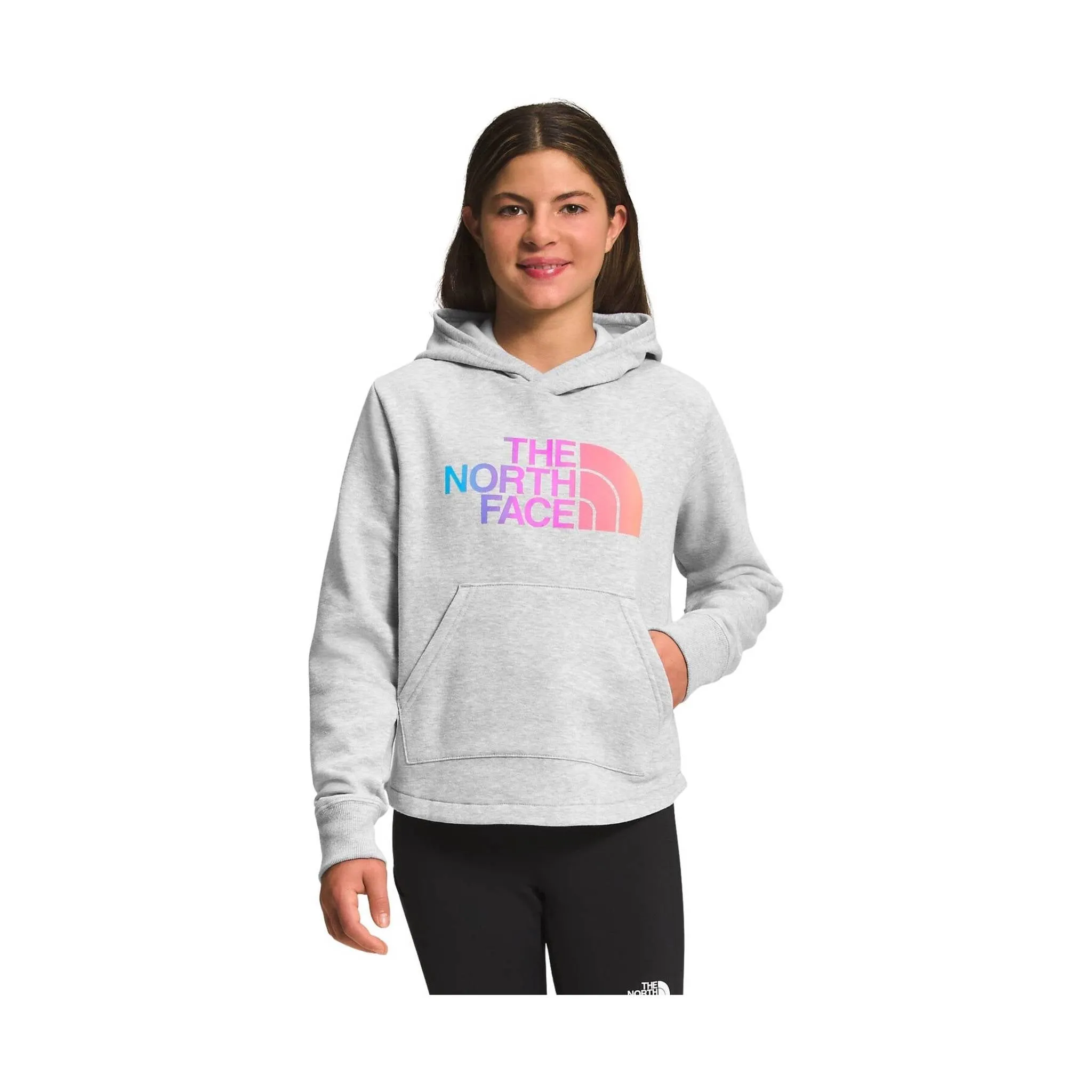 The North Face Kids' Camp Fleece Pullover Hoodie - Light Grey Heather/Super Pink