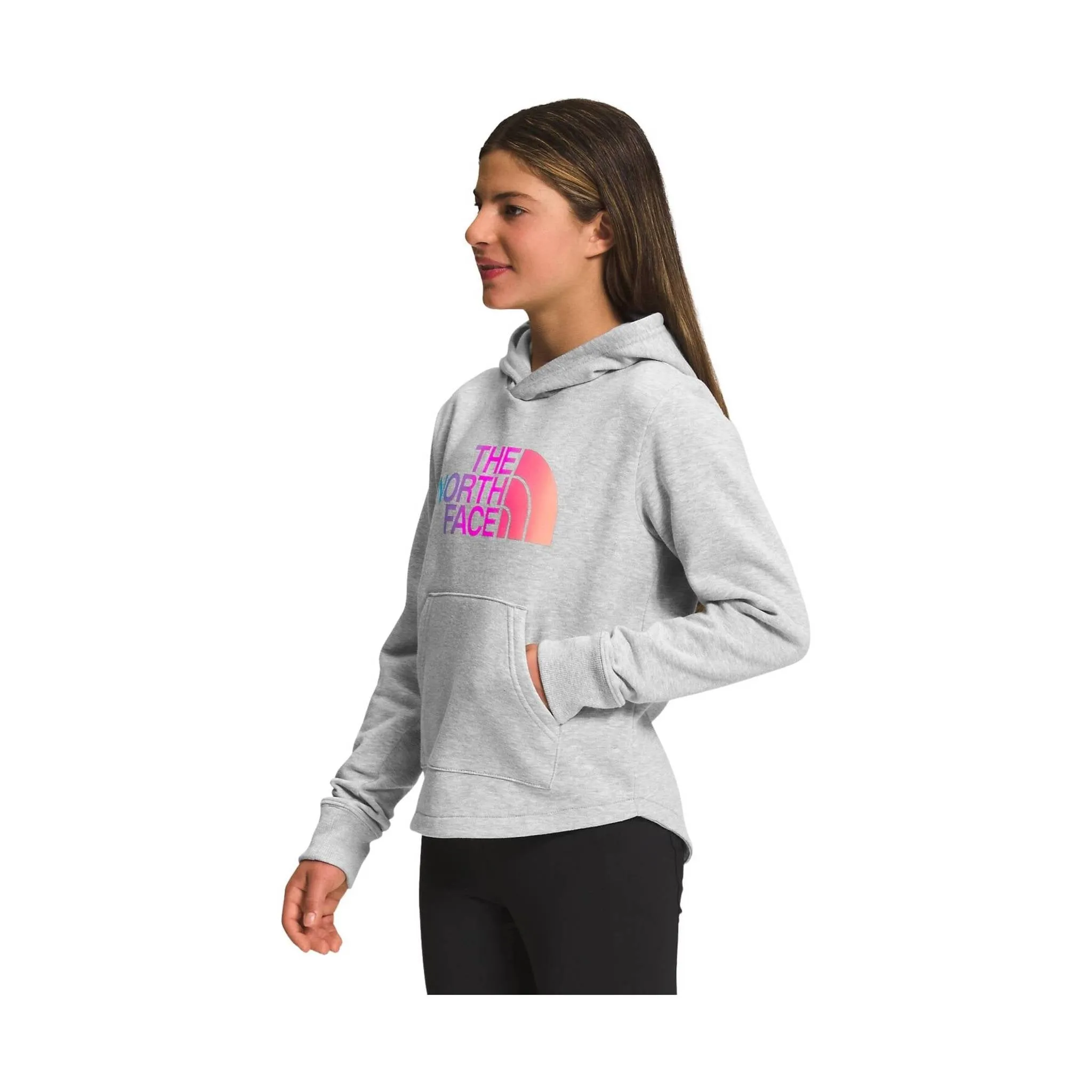 The North Face Kids' Camp Fleece Pullover Hoodie - Light Grey Heather/Super Pink