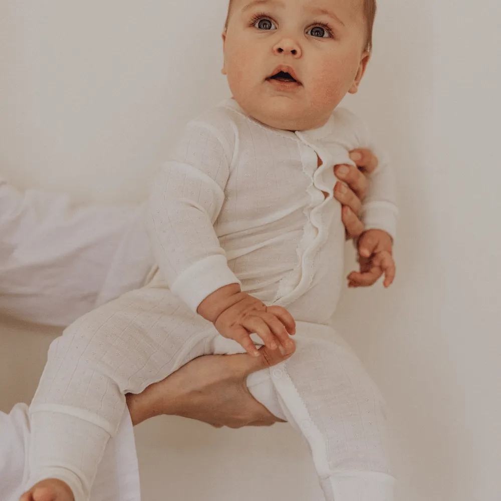 Tothemoon ☾ - Sleep suit - 2 in 1 Foot - Wool & silk - Pointelle