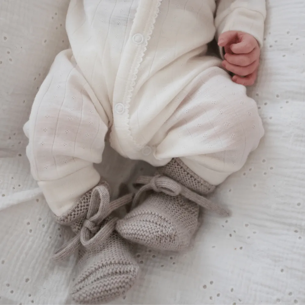 Tothemoon ☾ - Sleep suit - 2 in 1 Foot - Wool & silk - Pointelle