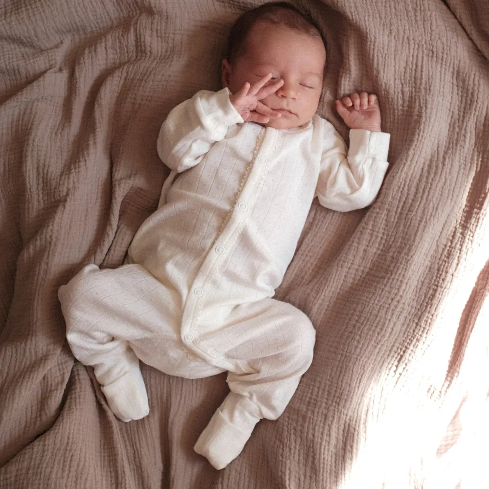 Tothemoon ☾ - Sleep suit - 2 in 1 Foot - Wool & silk - Pointelle