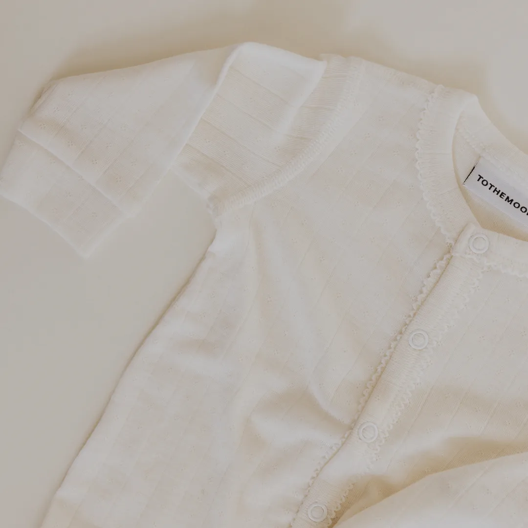 Tothemoon ☾ - Sleep suit - 2 in 1 Foot - Wool & silk - Pointelle