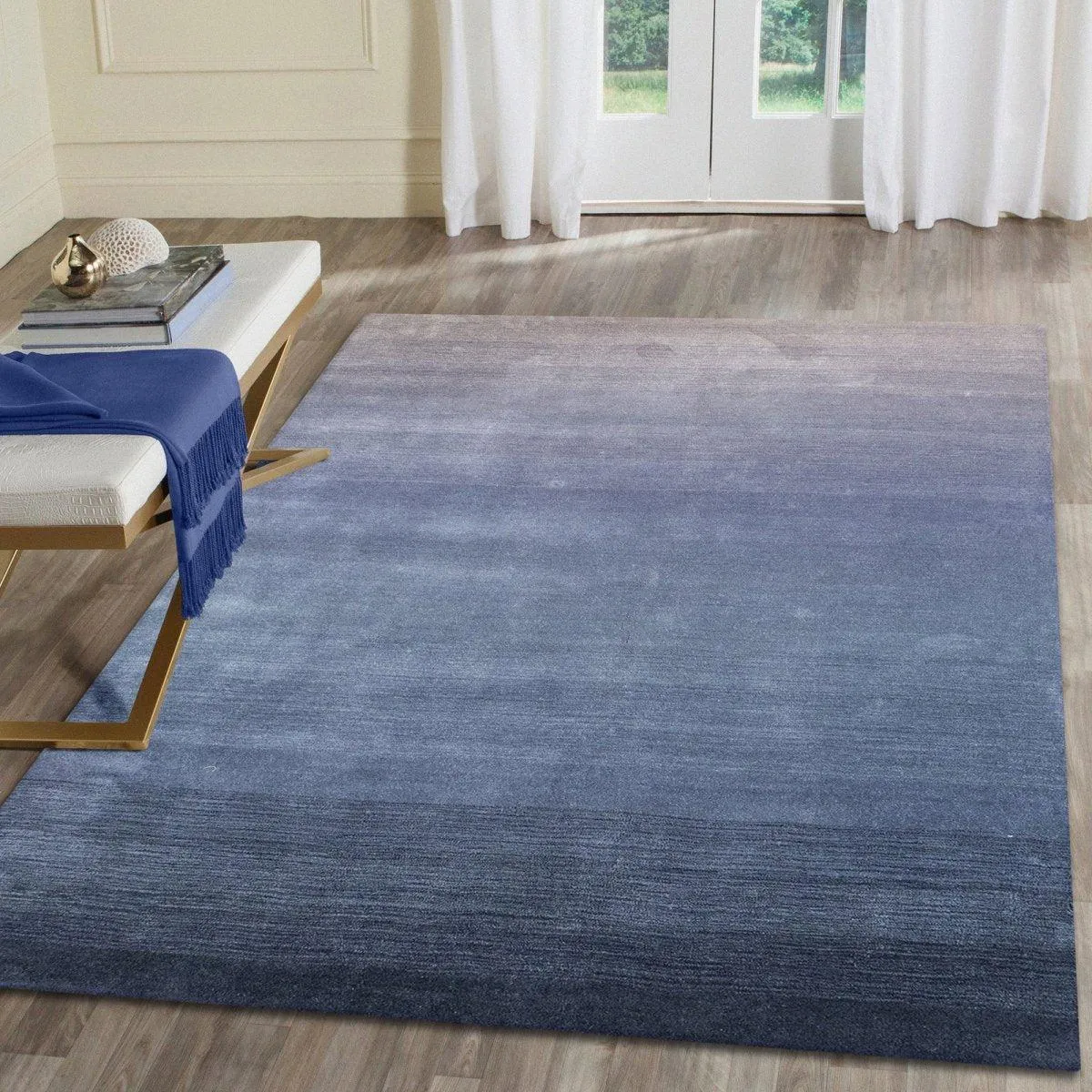 Trans-Ocean ARCA Indoor Hand Loomed Wool Comfortable Areaa Rug  - Denim