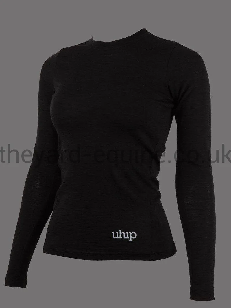 UHIP Long Sleeved Top - Merino Wool Base Layer Black