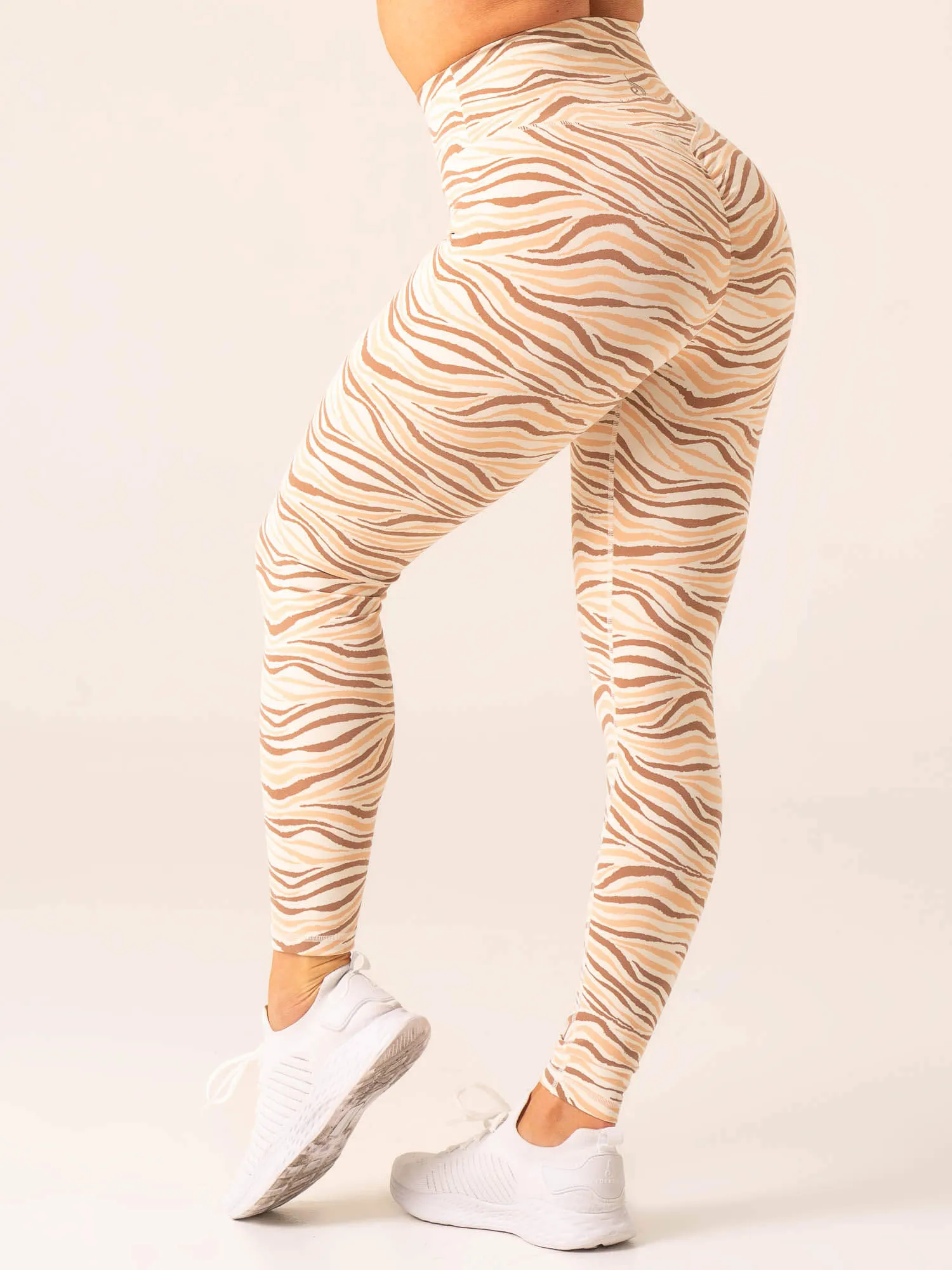 Unstoppable High Waisted Scrunch Leggings - Vanilla Zebra