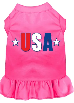 Usa Star Screen Print Dress Bright Pink 4x (22)