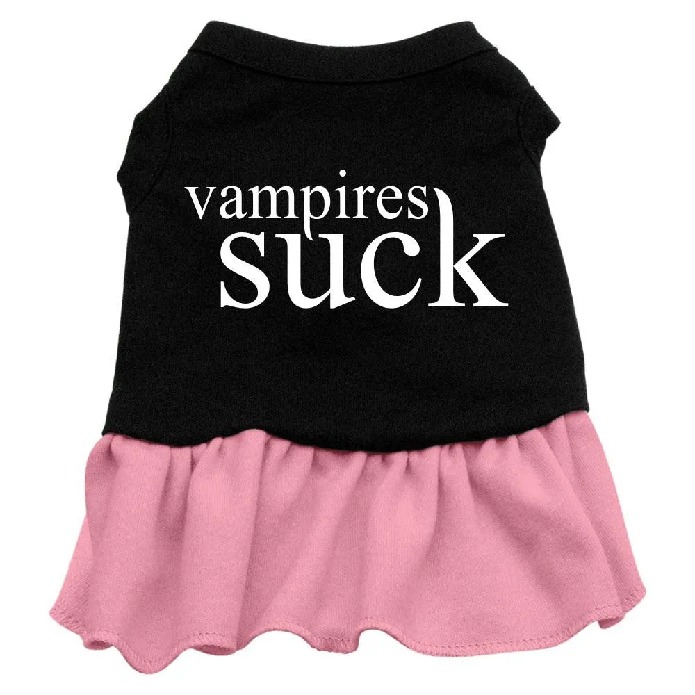 Vampires Suck Screen Print Dress Black with Pink XL (16)