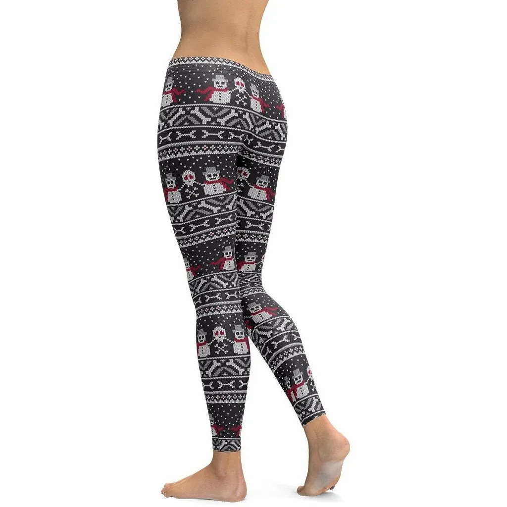 Vintage Goth Knitted Print Leggings