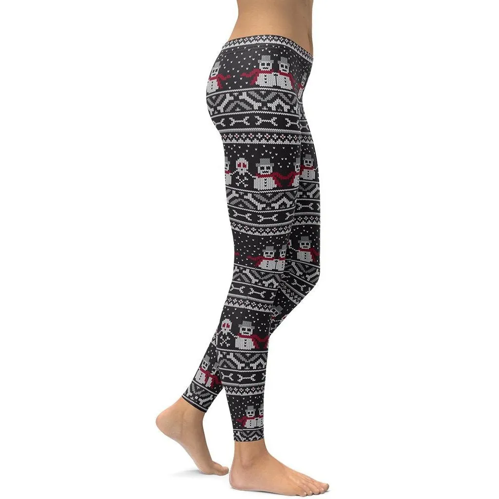 Vintage Goth Knitted Print Leggings