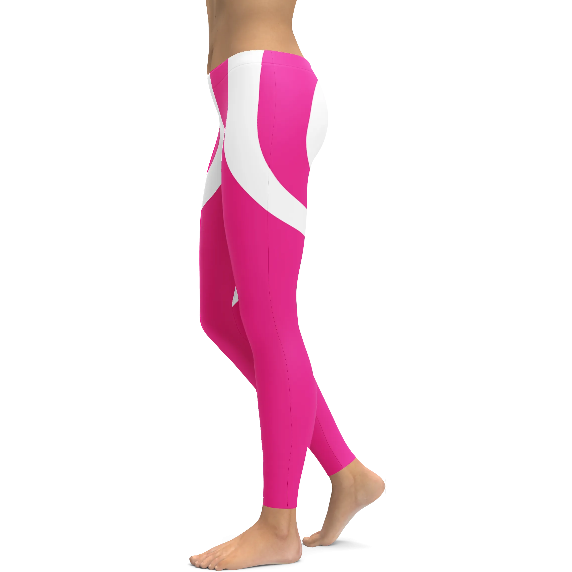 White Heart Shaped Pink Leggings