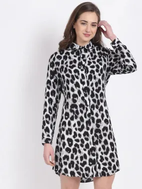 Women Grey leopard Printed Tunic Dress