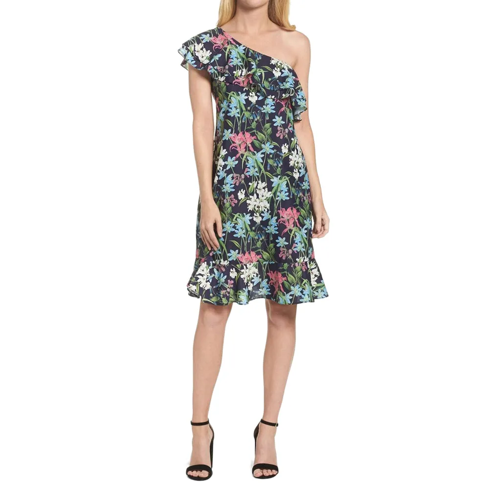 Women's Floral Ruffle Dress,Navy