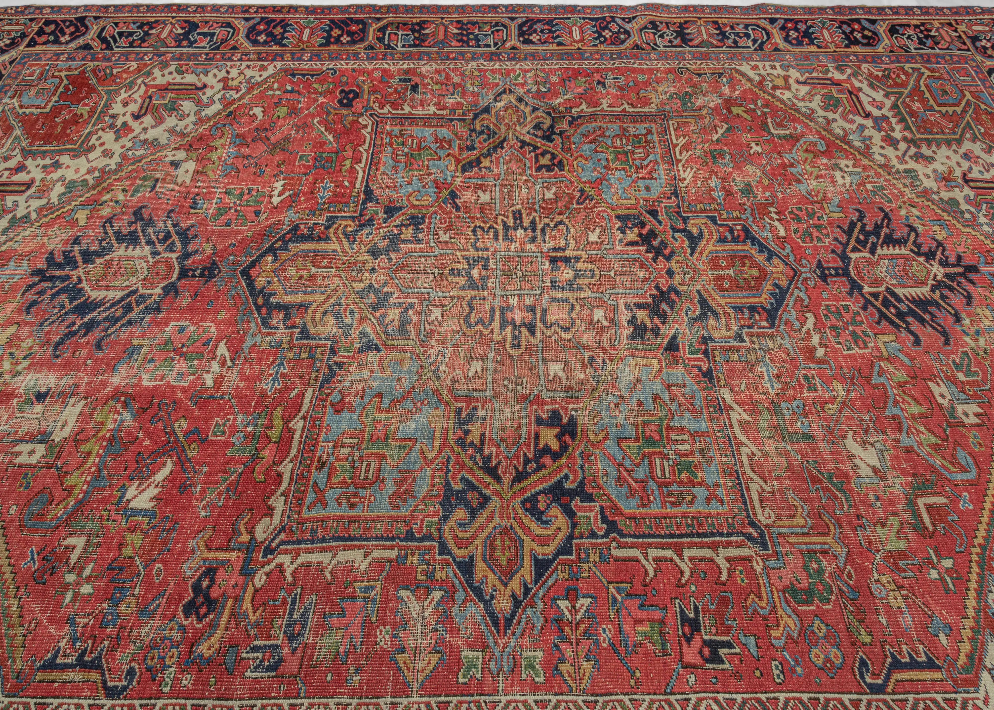 Worn Heriz Rug - 9’ x 12’2