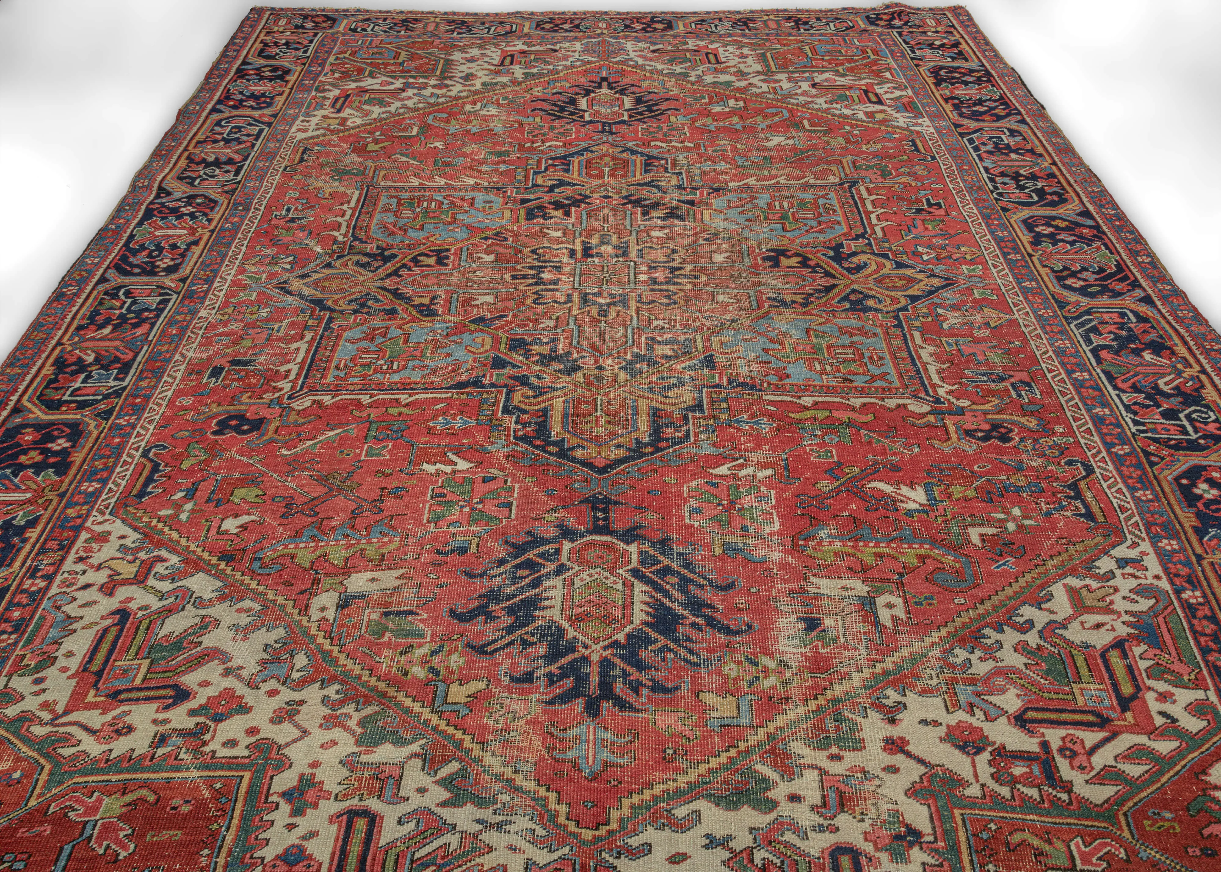 Worn Heriz Rug - 9’ x 12’2