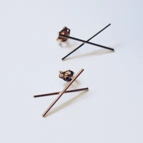 X Stud Earrings - Solid 14kt