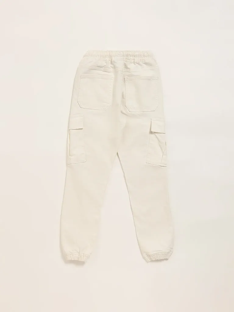 Y&F Kids Off White Cargo Joggers