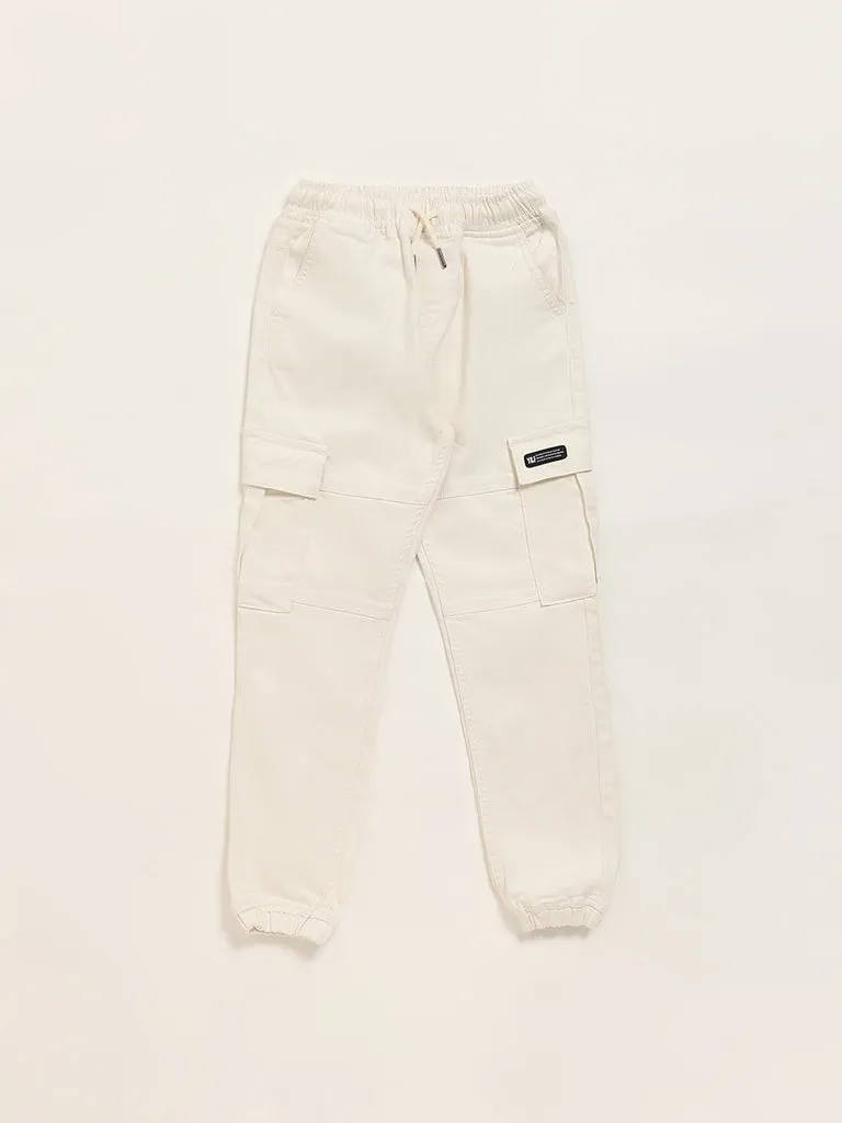 Y&F Kids Off White Cargo Joggers