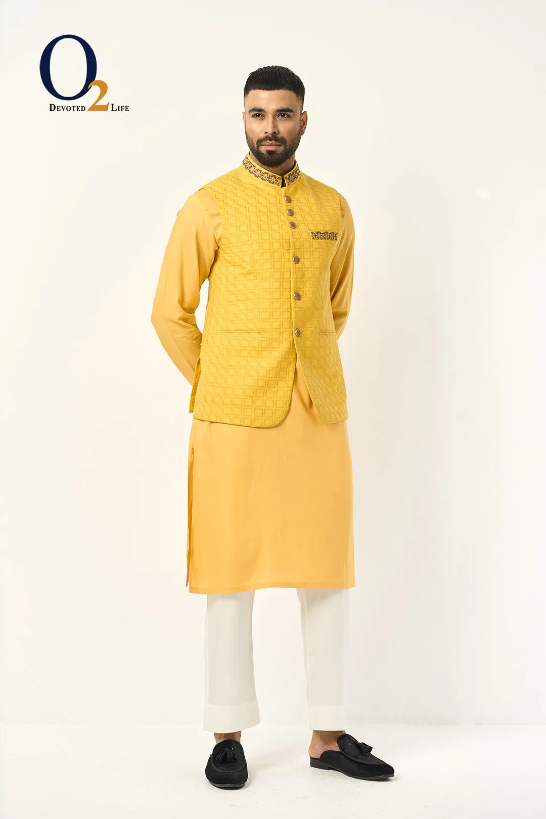 Yellow Zardozi Ethnic Vest