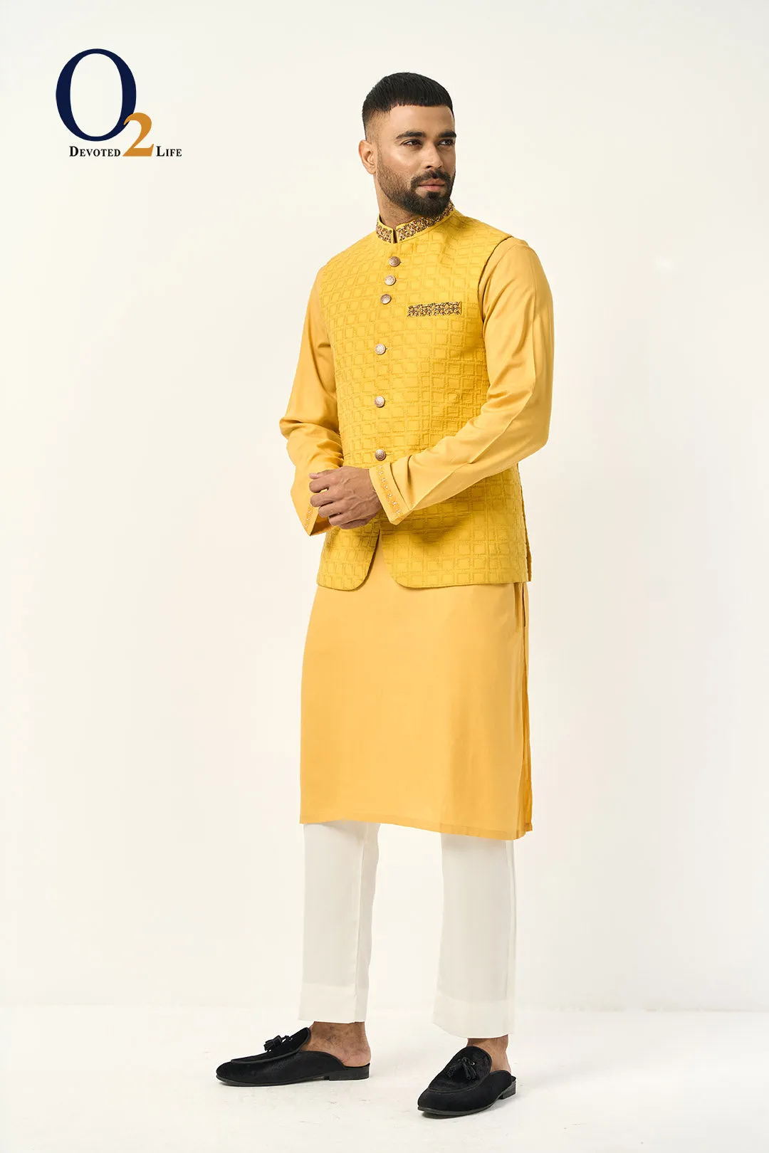 Yellow Zardozi Ethnic Vest