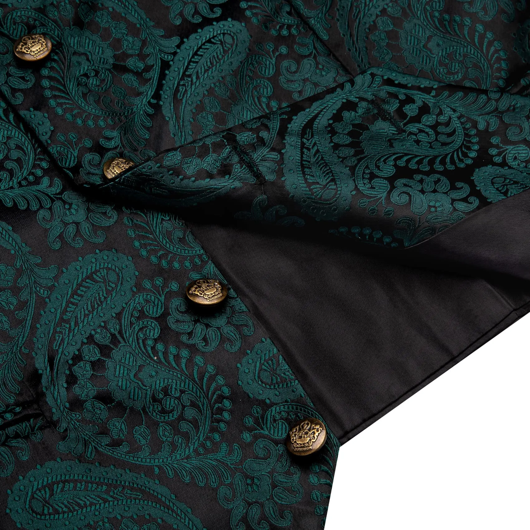 YourTies Black Green Paisley Wedding Waistcoat Silk Vest Necktie Set