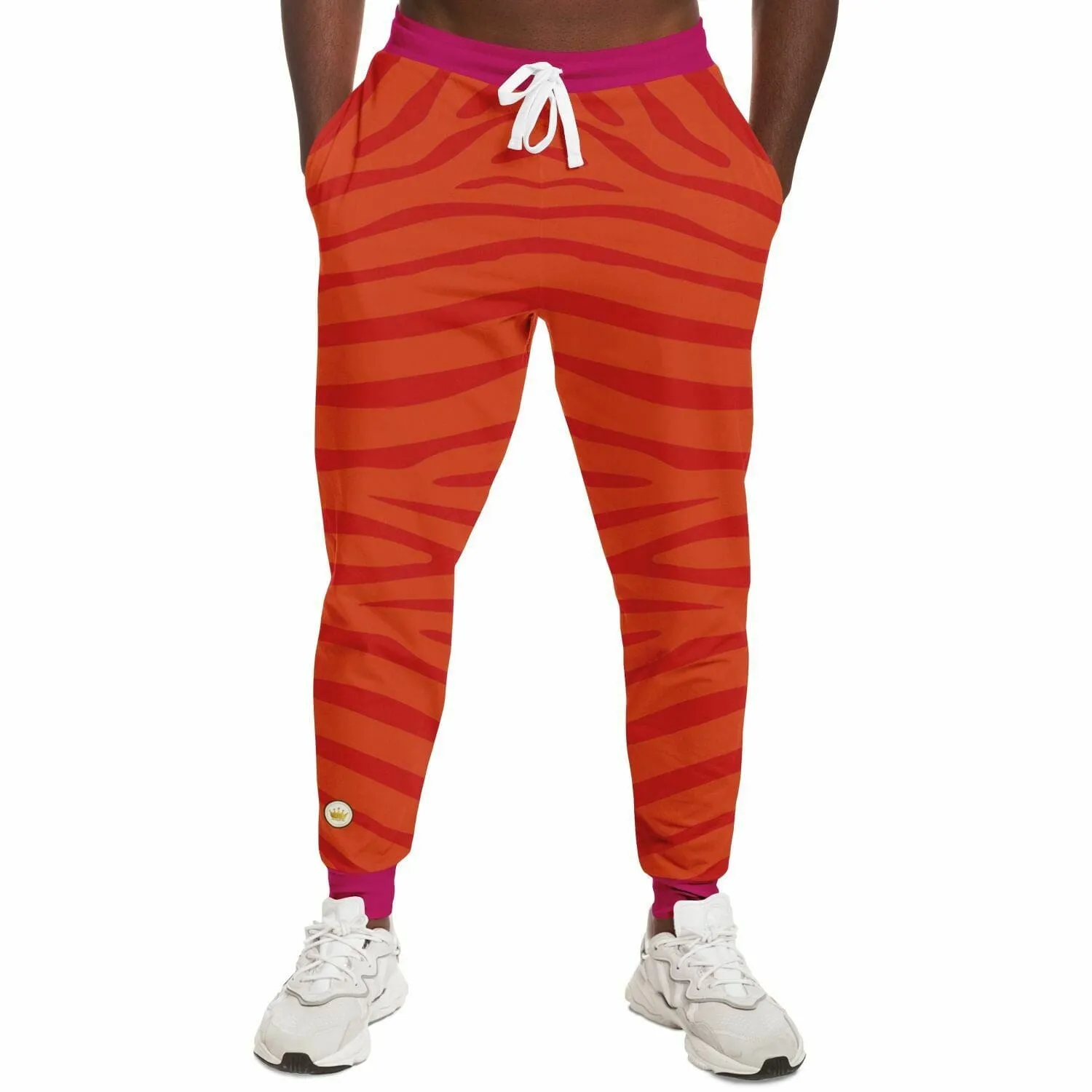 Zebra in Orange Raspberry Eco-Poly Unisex Joggers