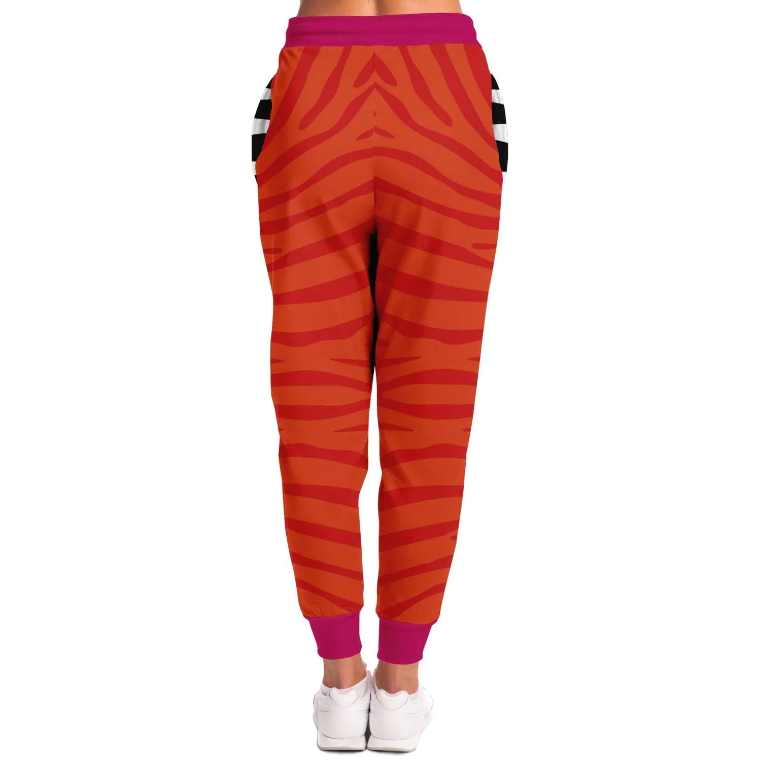 Zebra in Orange Raspberry Eco-Poly Unisex Joggers